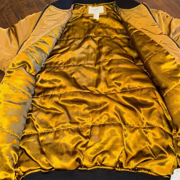 Forever 21 Mustard Yellow Bomber Jacket Satin Lined Oversized Small - Picture 7 of 11